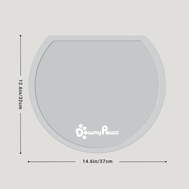 DownyPaws Silicone Cat Feeding Mat, Waterproof Pet Food Mat with Raised Edges, Cat Water Fountain Placemats, 14.6"×12.6", Light Gray - Image 4